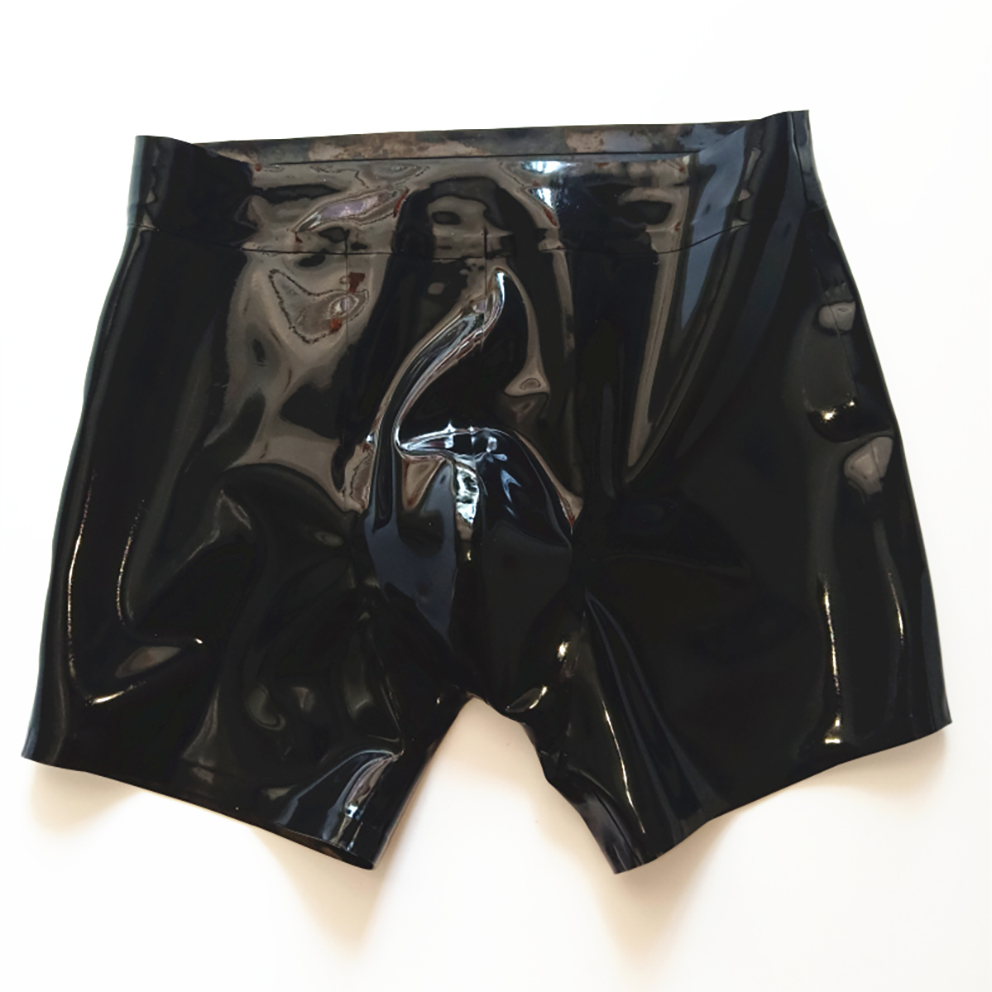 Boyshort Underwear - 男性用のセクシーなラテックス製ボクサーパンツ,手作りのゴム製パンティー,黒い下着,Rpm133