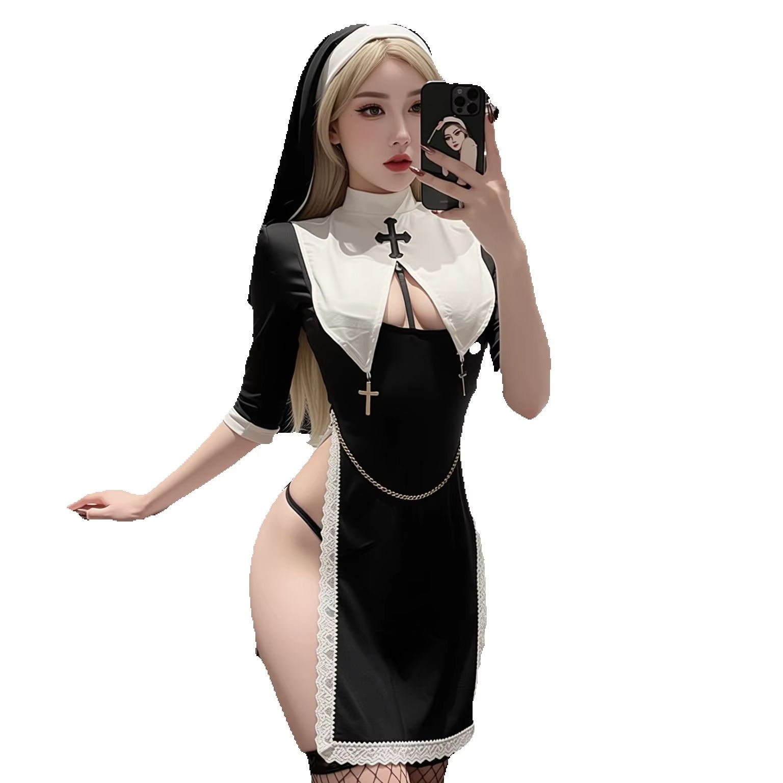 新デザイン レディース セクシー ホローアウト ロールプレイ - Garter Belt Set のレビューと価格