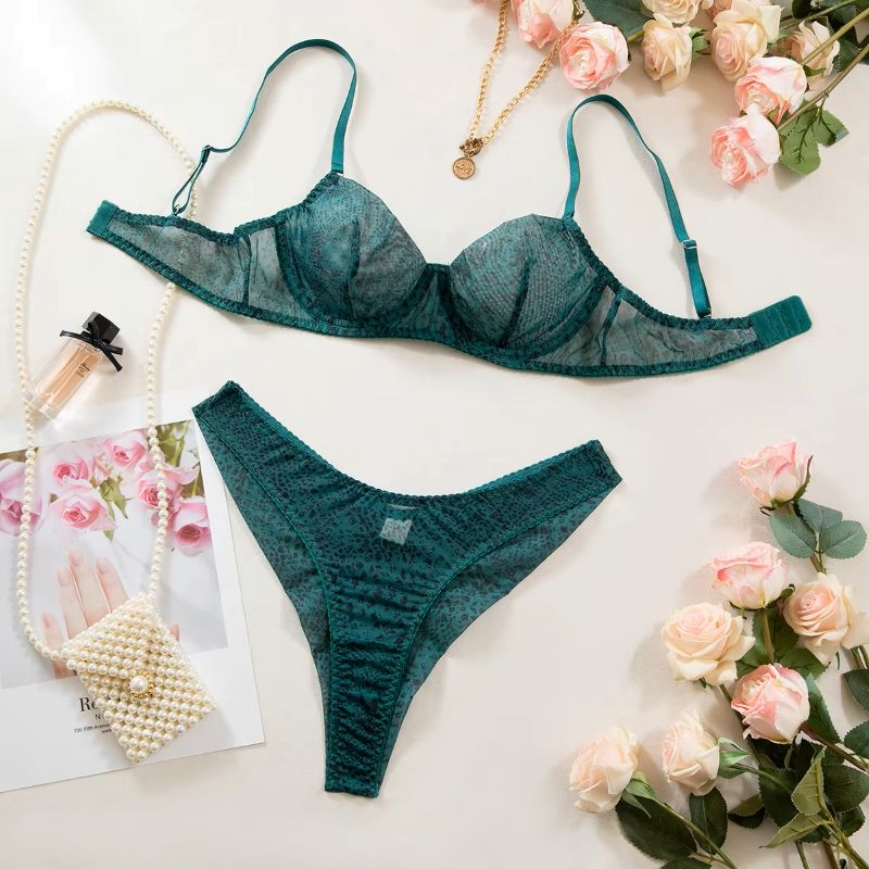 2 ピース/セット女性ランジェリーギャザリング超薄型メッシュ - Push Up Bra Padded のレビューと価格