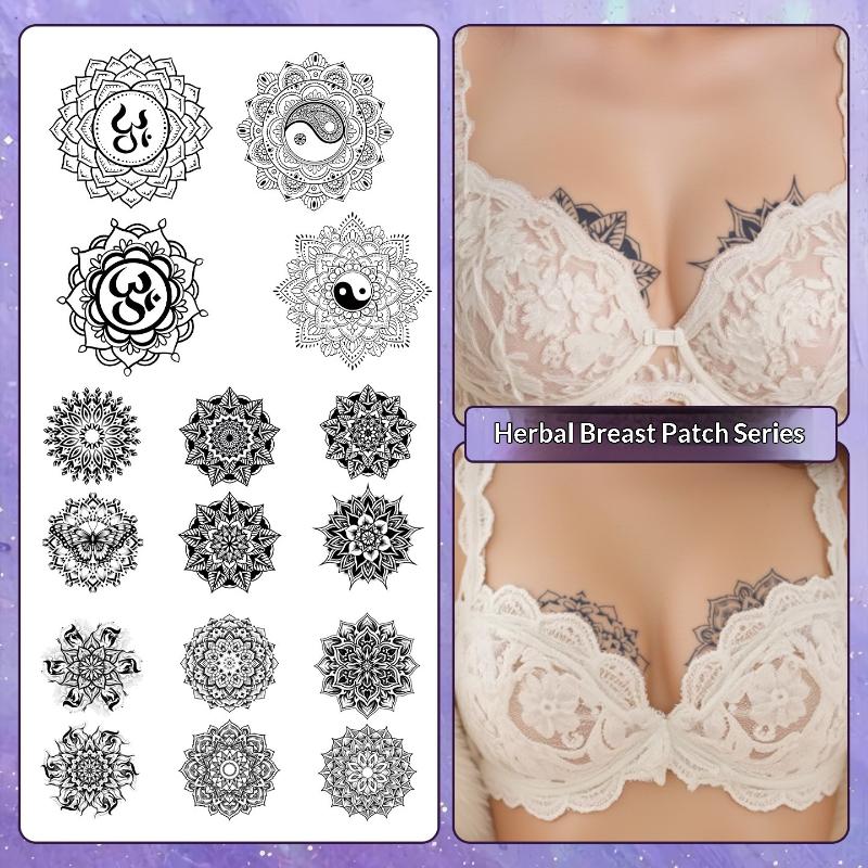 2/3/6/8枚入り、ダトゥラ模様の、一時的な胸用タトゥーシ - Nipple Cover Pasties のレビューと価格